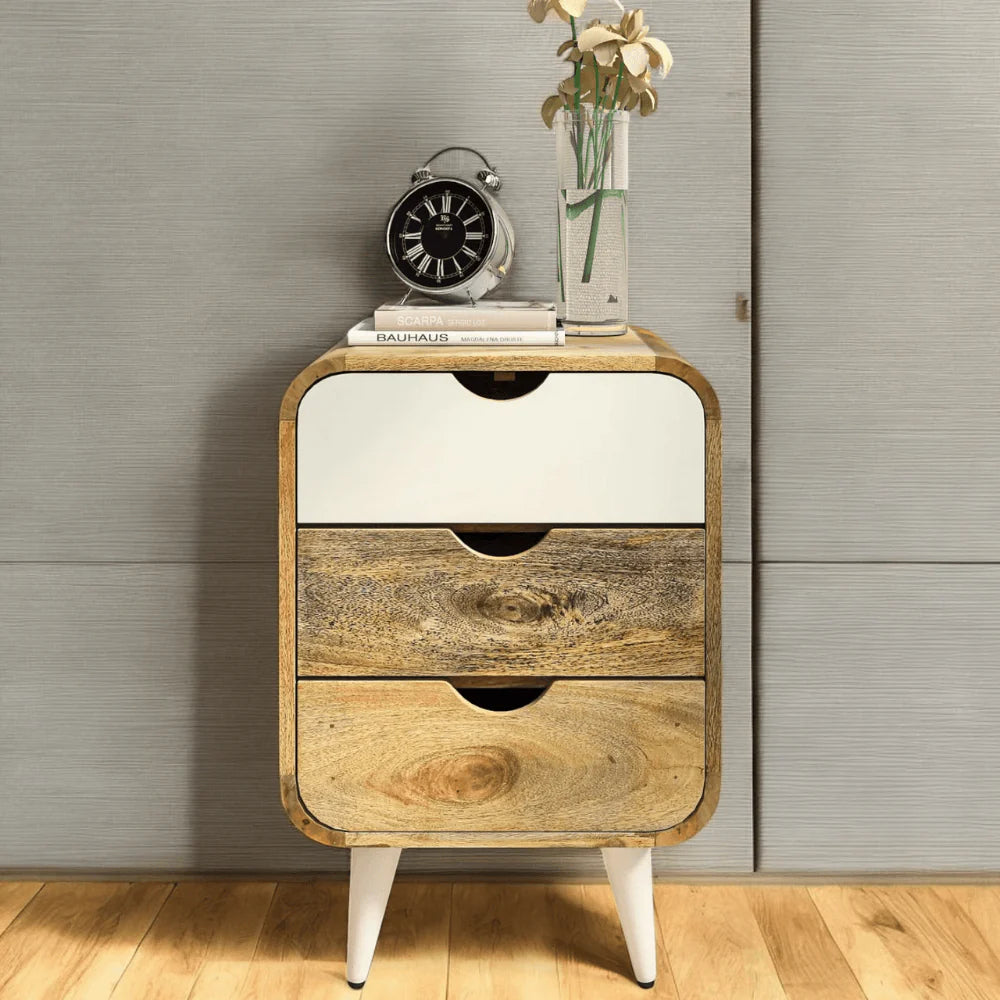 The Nordic Drift 3-Drawer Mango Wood Bedside Table