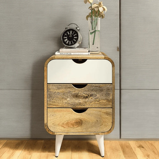 The Nordic Drift 3-Drawer Mango Wood Bedside Table