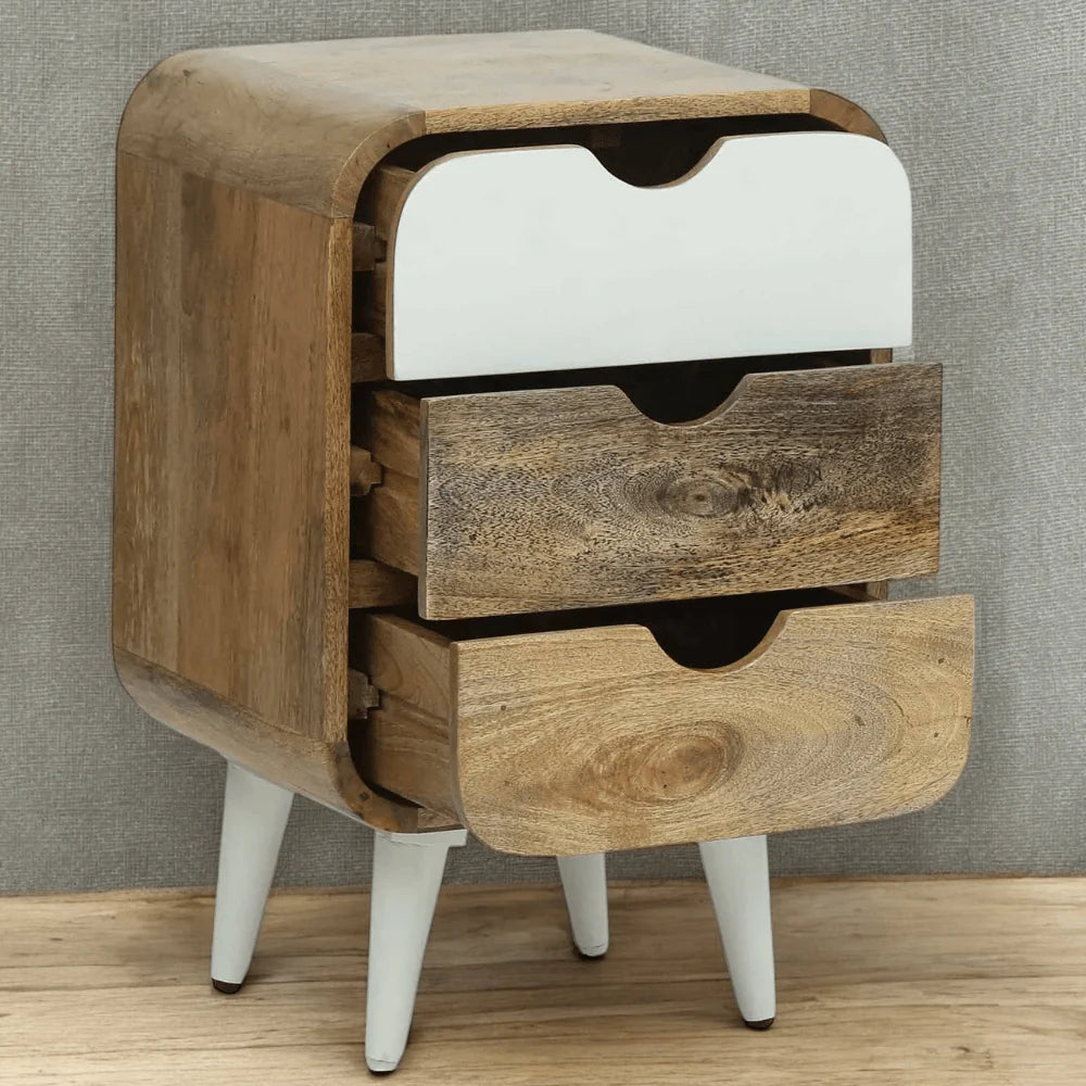 The Nordic Drift 3-Drawer Mango Wood Bedside Table