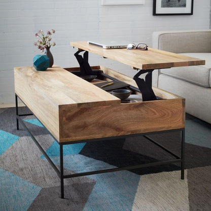 Industrial Lift-Top Mango Wood Coffee Table