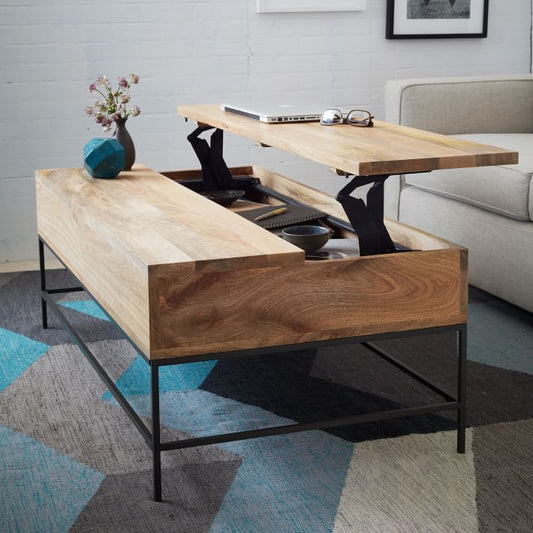 Industrial Lift-Top Mango Wood Coffee Table