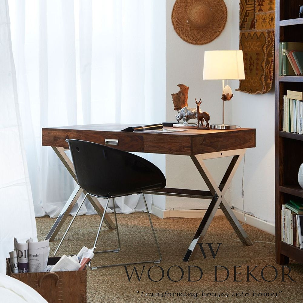 Modern Cross-Leg Sheesham Workstation