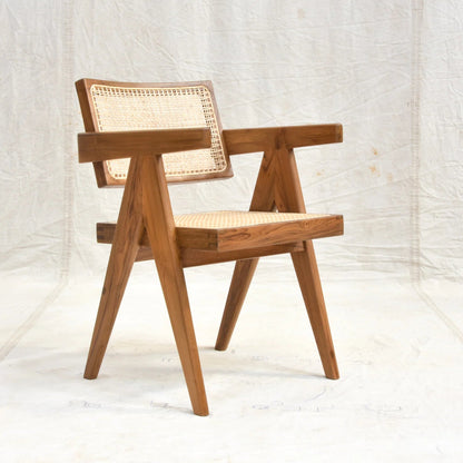 Solid Teakwood Cane Arm Chair