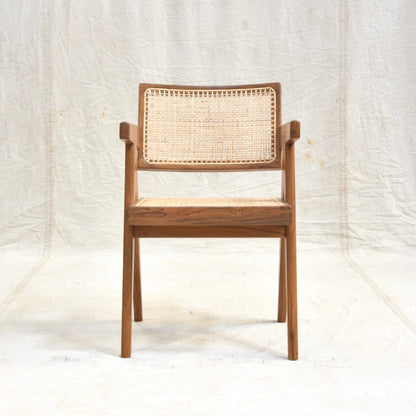 Solid Teakwood Cane Arm Chair
