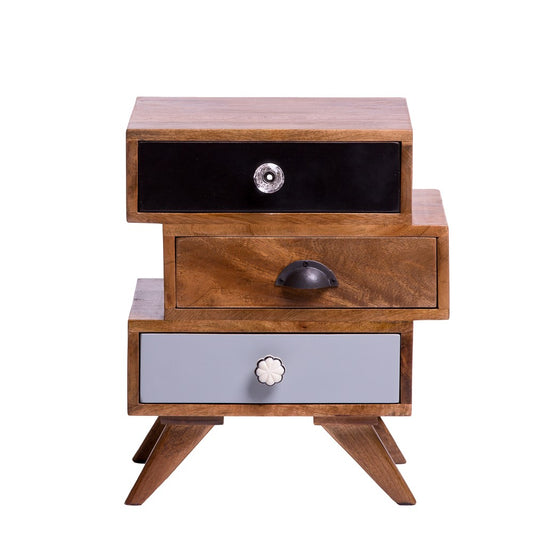 Retro Three Drawer Bedside Table