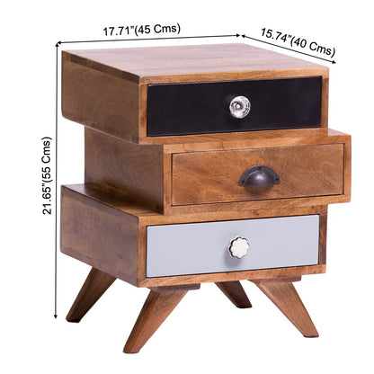 Retro Three Drawer Bedside Table