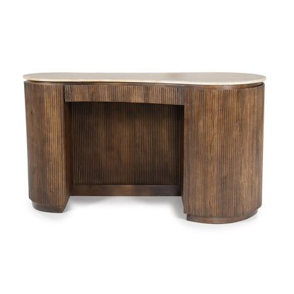 Fluted Oval Study Desk with Storage