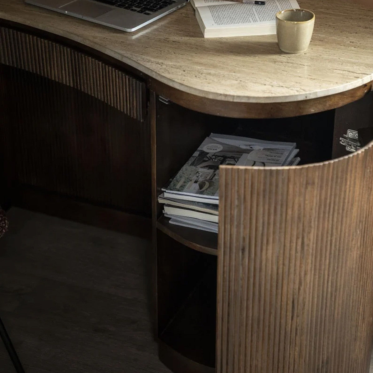 Fluted Oval Study Desk with Storage