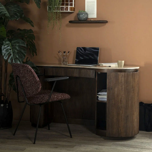 Fluted Oval Study Desk with Storage