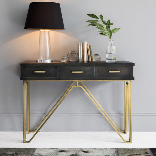 Vora Black and Gold Console Table