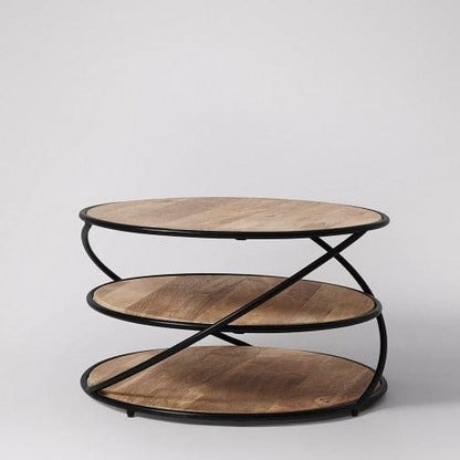 3-Tier Round Accent Table Black Metal Nesting-Style