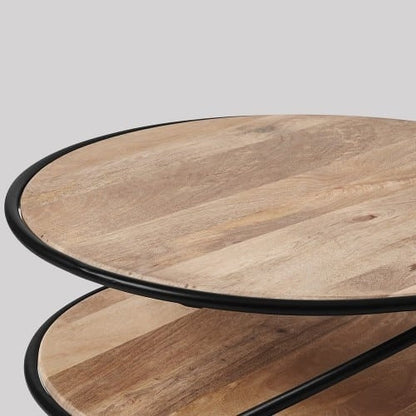 3-Tier Round Accent Table Black Metal Nesting-Style