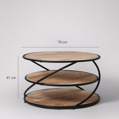 3-Tier Round Accent Table Black Metal Nesting-Style