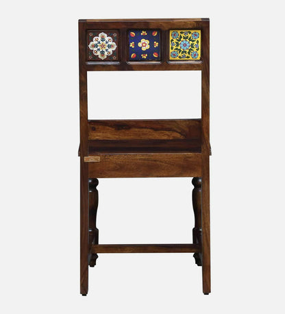 Siramika Solid Sheesham Wood 6-Seater Dining Set with Tiled Bench | Provincial Teak Finish